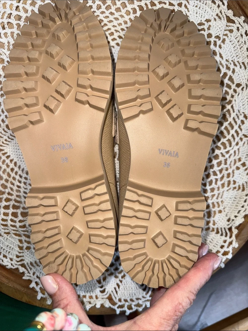 Vivaia Women’s Neutral Beige Loafers - Slip-On Knit Flats Size 38